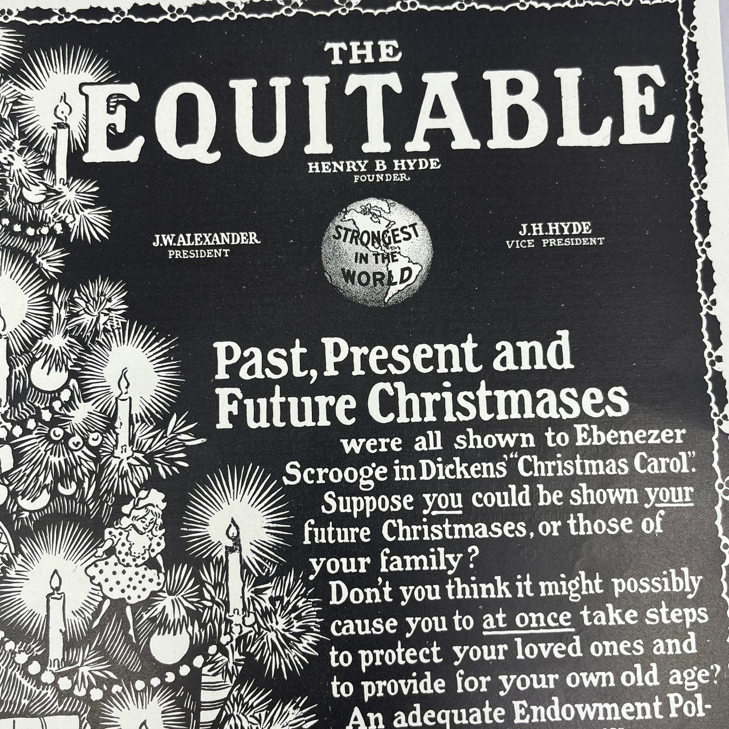 The Equitable Henry B. Hyde Christmas c1910 Magazine Ad FL6-9