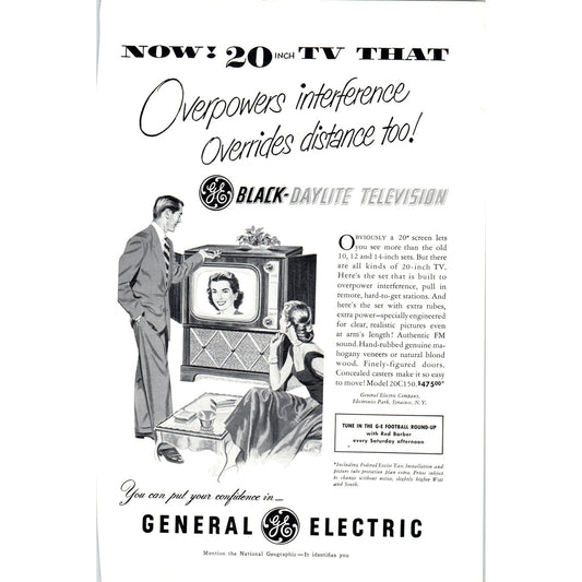 GE General Electric Cabinet Television TV Teleset - Vintage Magazine Ad D20