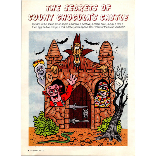 Count Chocula Frankenberry Boo Berry Castle Hidden Object Puzzle 1989 Ad B22