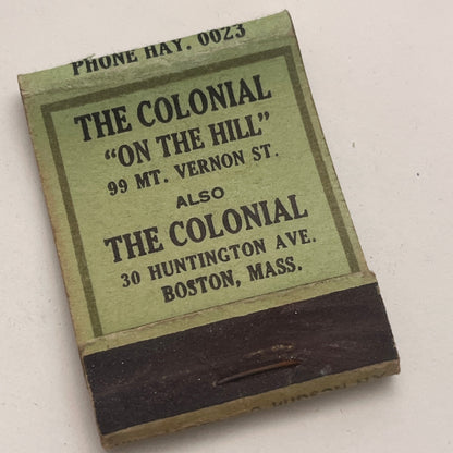 The Colonial on the Hill Boston MA Matchbook Cover TB8-MB2-6