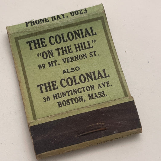 The Colonial on the Hill Boston MA Matchbook Cover TB8-MB2-6