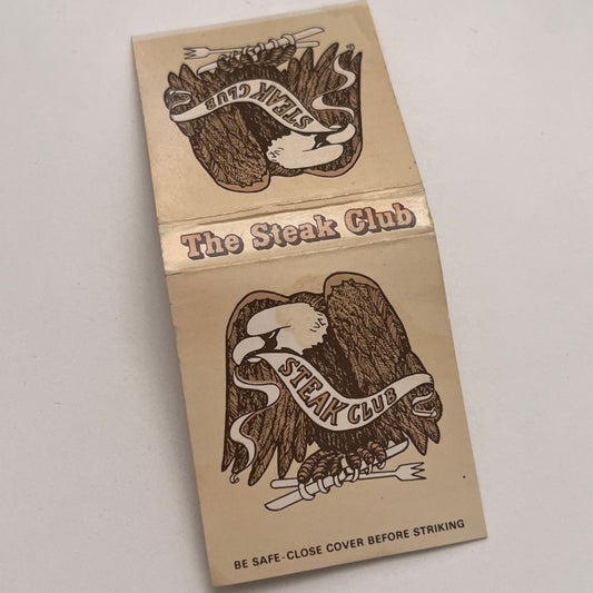 The Steak Club Restaurants CT Vintage Matchbook Cover TB8-MB-4