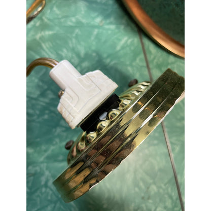 Original Frank Stone Art Hanging Light Fixture Copper Brutalist MCM Signed 21"