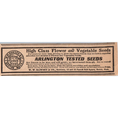 Arlington Tested Seeds W.W. Rawson & Co Boston MA 1905 Magazine Ad AF1-NH3