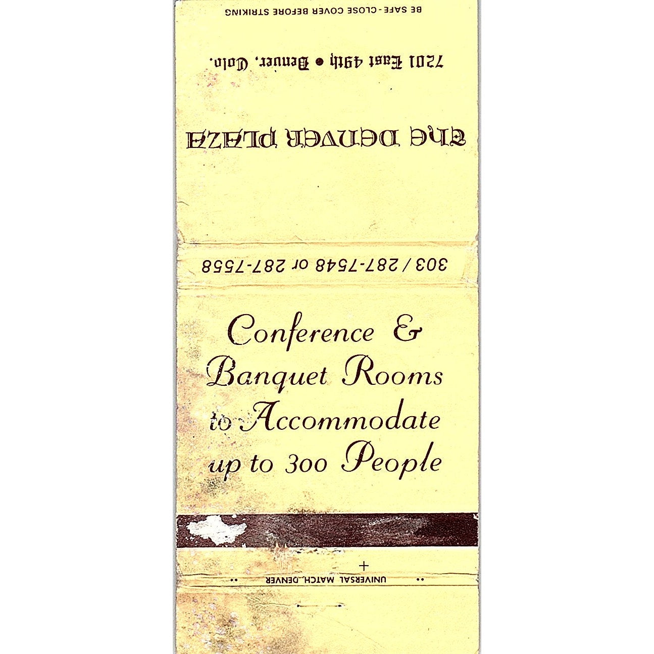 The Denver Plaza Denver CO Vintage Matchbook MM4-10