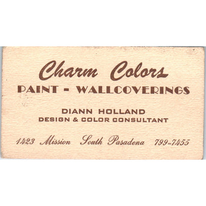 Charm Colors Paint Wallcoverings Diann Holland Pasadena Business Card SD8-B14