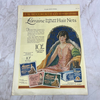 Lorraine Double and Single Mesh Hair Nets Woolworth 1924 Magazine Ad FL6-11