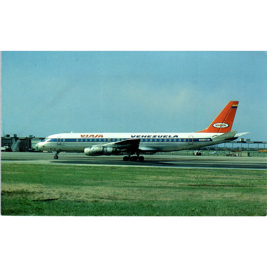Viasa Venezolana Internacional De Aviación SA DC-8-53 Vintage Postcard P4-5