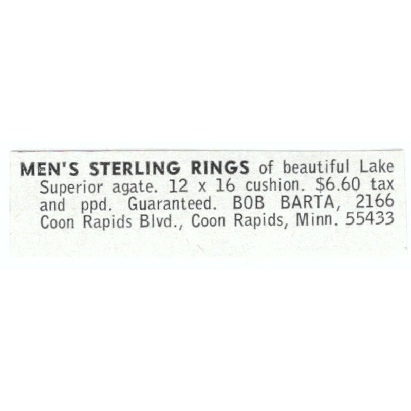 Men's Sterling Rings - Bob Barta Coon Rapids MN 1964 Magazine Ad AB6-LJS6