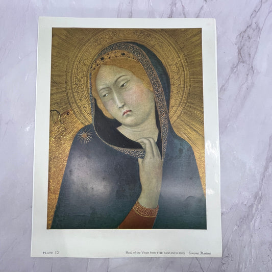 Head of the Virgin From The Annunciation Simone Martini 9x12" Art Print V22