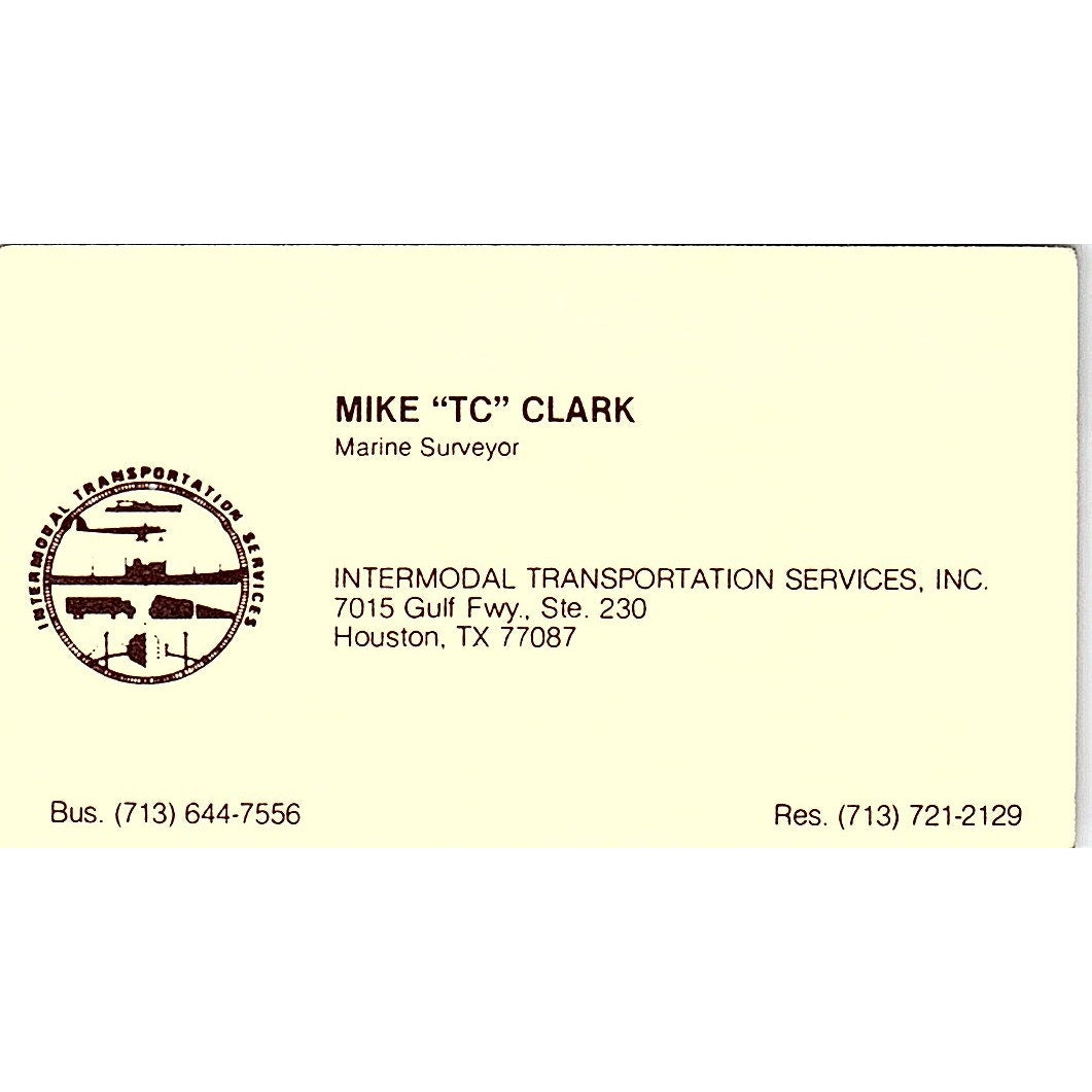 Intermodal Transportation Service Mike TC Clark Houston TX Business Card SB4-B5