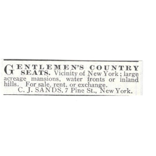 Gentlemen's Country Seats NY C.J. Sands 1903 Magazine Ad AF7-SS3