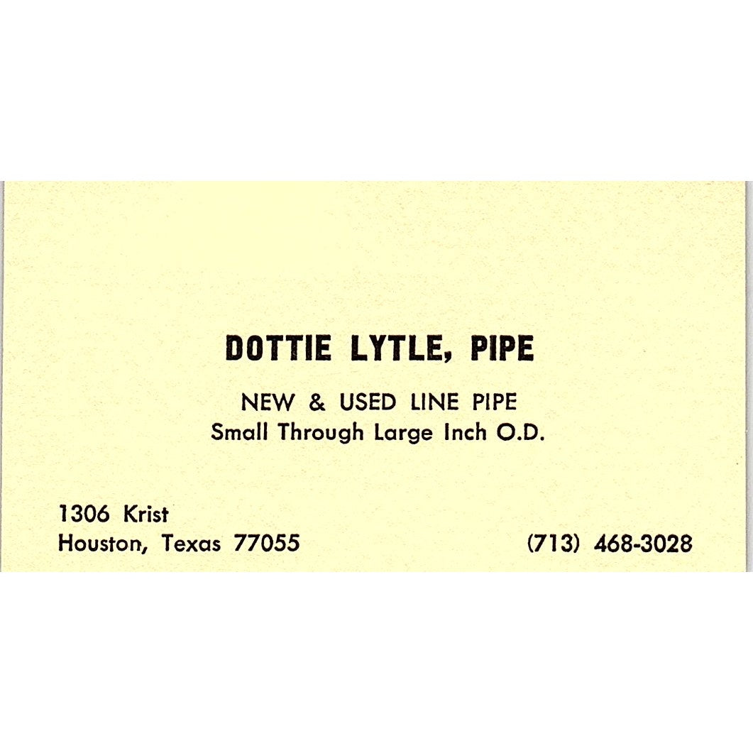 Dottie Lytle, Pipe Houston Vintage Business Card SE5-B2