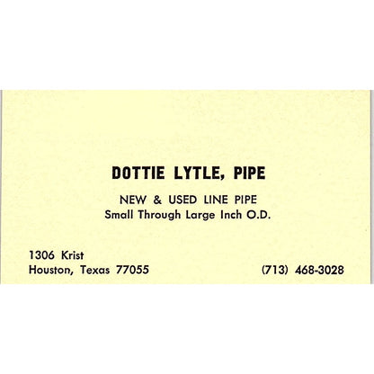 Dottie Lytle, Pipe Houston Vintage Business Card SE5-B2