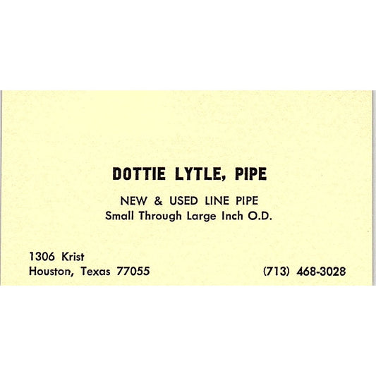 Dottie Lytle, Pipe Houston Vintage Business Card SE5-B2