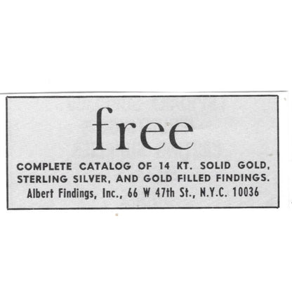 Albert Findings Inc Silver & Gold Findings New York NY 1972 Ad AF8-S3