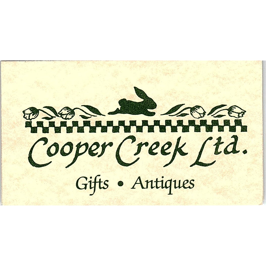 Cooper Creek Ltd Antiques Pattie Cooper Placerville CA Vtg Business Card SD9-B14