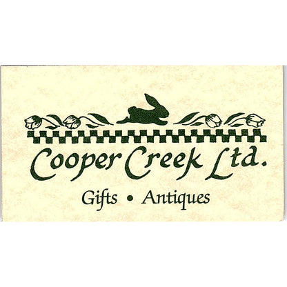 Cooper Creek Ltd Antiques Pattie Cooper Placerville CA Vtg Business Card SD9-B14