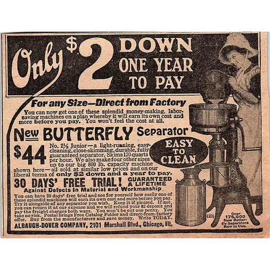 Butterfly Cream Separator - Albaugh-Dover Company Chicago IL 1920 Ad AG2-6