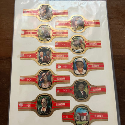 Vintage Set of 10 Dwight Eisenhower Fab Collection Cigar Bands TH2-TB6