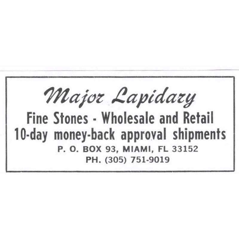 Major Lapidary Fine Stones Miami Florida 1972 Ad AF8-S5
