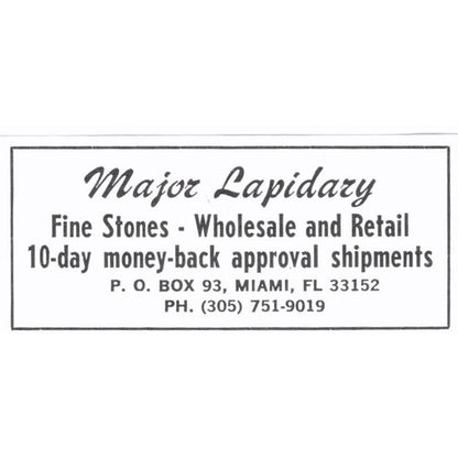 Major Lapidary Fine Stones Miami Florida 1972 Ad AF8-S5
