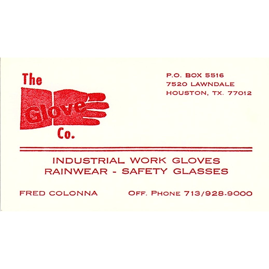 Fred Colonna The Glove Co Houston Vintage Business Card SC9-B13
