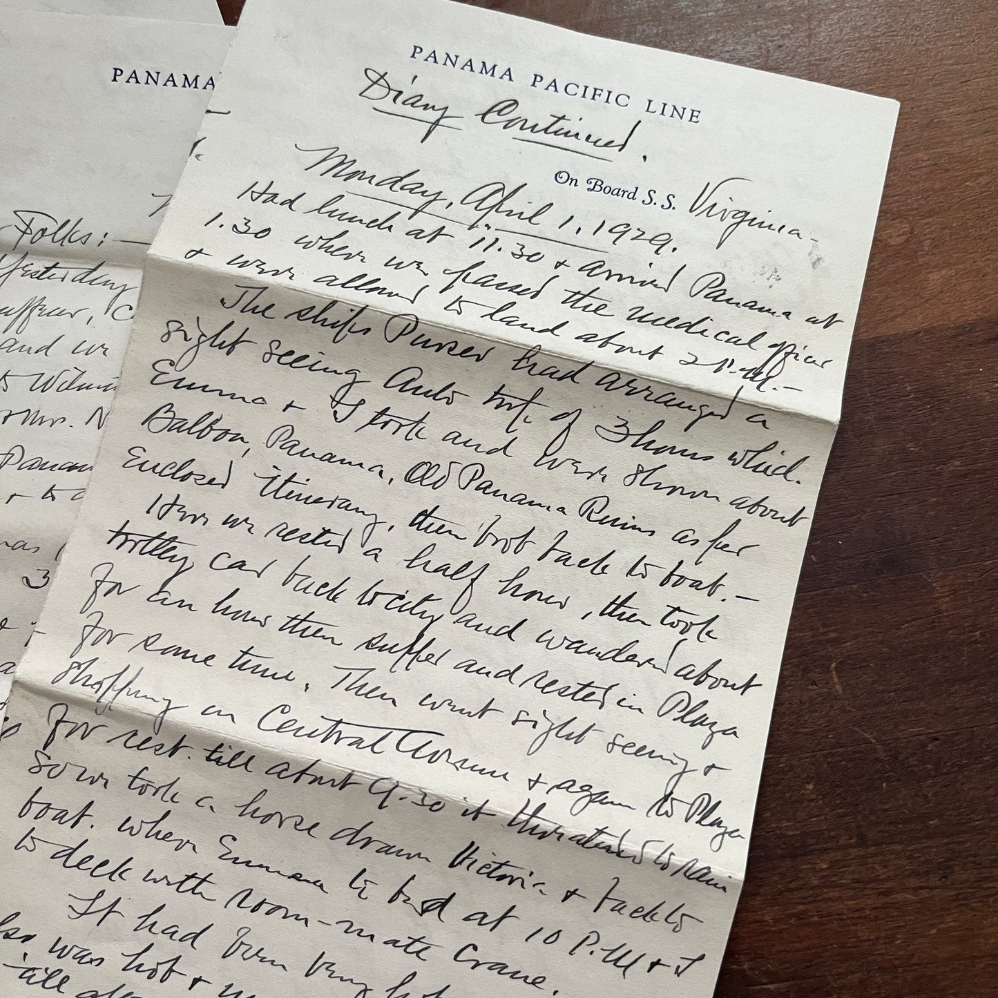 Lot of 4 Handwritten Letters Panama Pacific Lines SS Virginia Mar-Apr 1929 AF4