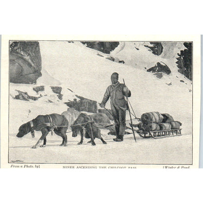 Miner Ascending the Chilcoot Pass 1897 Victorian Photo AE9-TS7