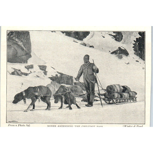 Miner Ascending the Chilcoot Pass 1897 Victorian Photo AE9-TS7