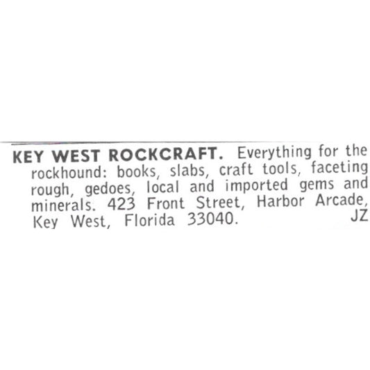Key West Rockcraft Harbor Arcade Key West Florida 1972 Ad AF8-S25
