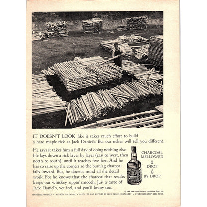 Jack Daniel's - Ricker Laying Down Layers of Ricks 1967 Ad AG1-16