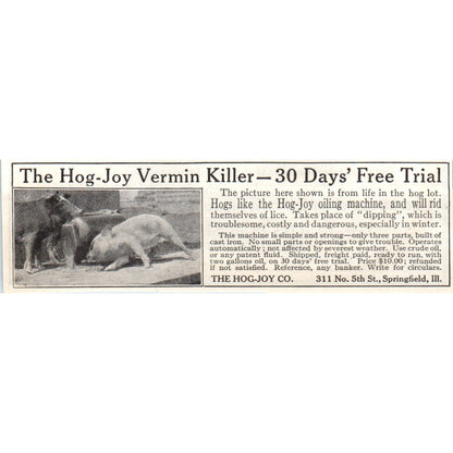 the Hog-Joy Co Vermin Killer Springfield IL 1913 Magazine Advertisement AE7-N7