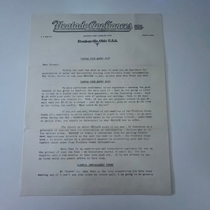 Harry J. Reed Heatade Appliances Inc Steubenville OH Vintage Advertising K22