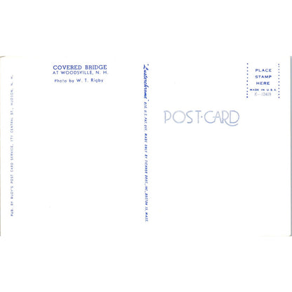 Covered Bridge at Woodsville NH Vintage Covered Bridge Postcard PC15