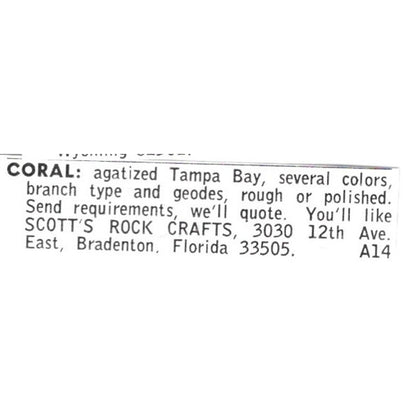 Scott's Rock Crafts Coral Bradenton Florida 1972 Ad AF8-S17