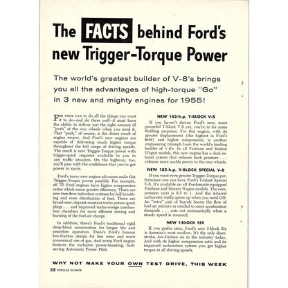 Ford New Trigger-Torque Power V-8 Engines 2-Page 1955 Article AG1-4