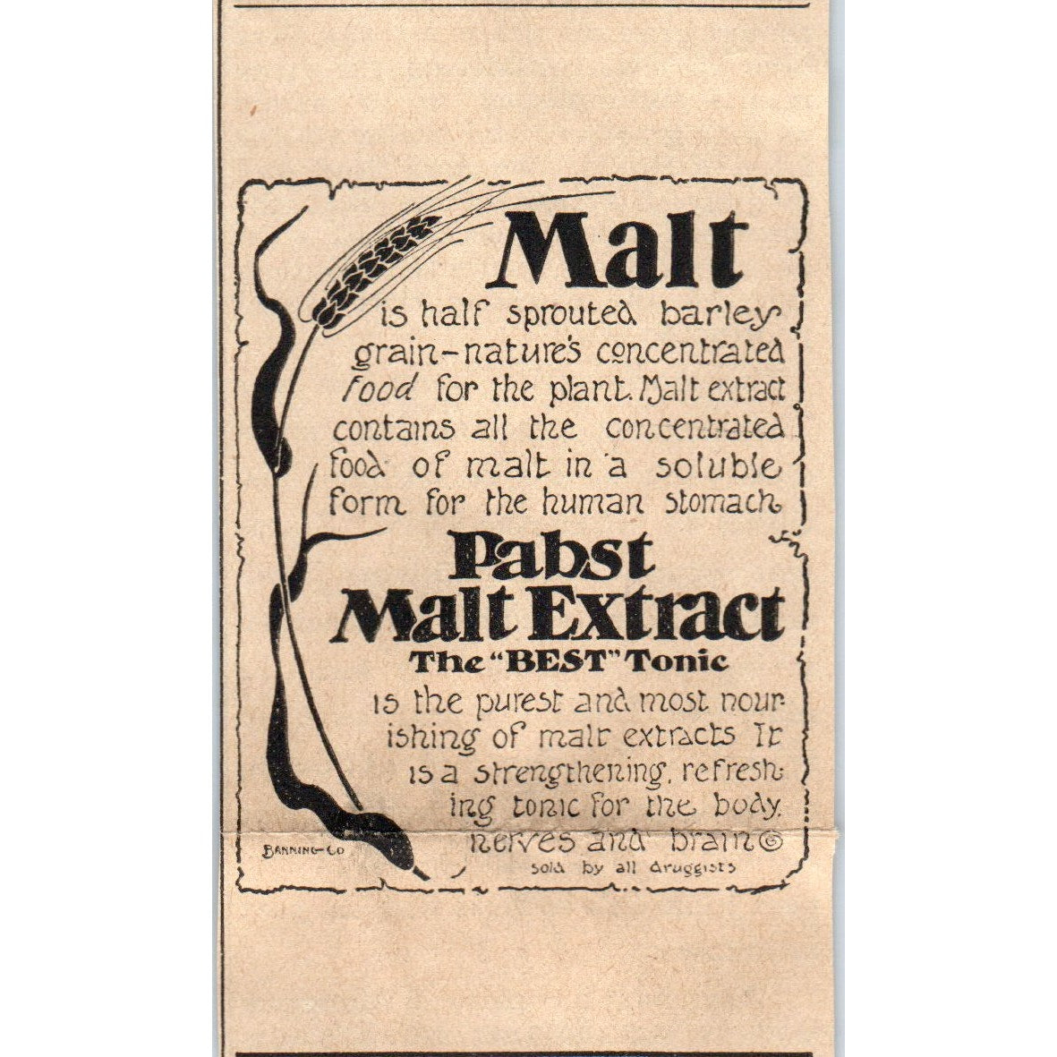 Pabst Malt Extract The Best Tonic Milwaukee 1898 Newspaper Clip AF7-E12