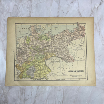 1899 Map of The German Empire 10x13 Original Tinted Map Engraving FL6-8