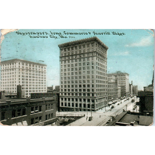 1909 Long Commerce & Searritt Buildings Kansas City MO Vintage Postcard PD1