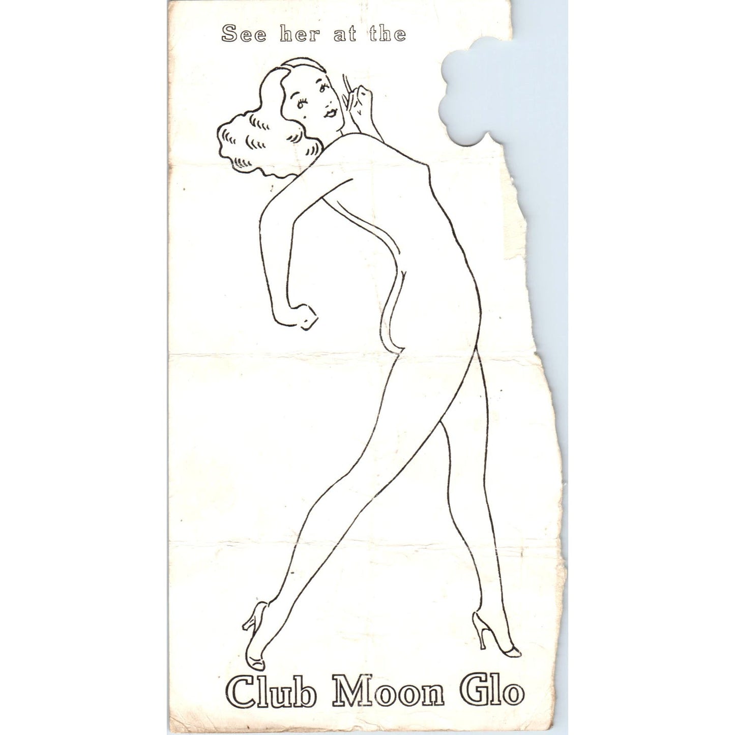 Vintage Pin Up Girl Club Moon Glo Leaflet Advertising 4x8" AE6