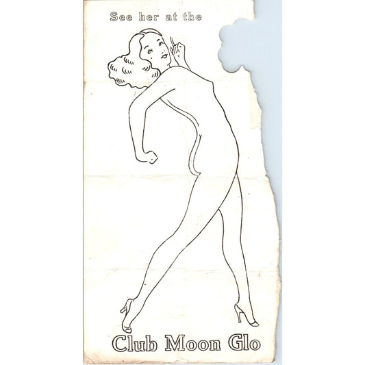 Vintage Pin Up Girl Club Moon Glo Leaflet Advertising 4x8" AE6