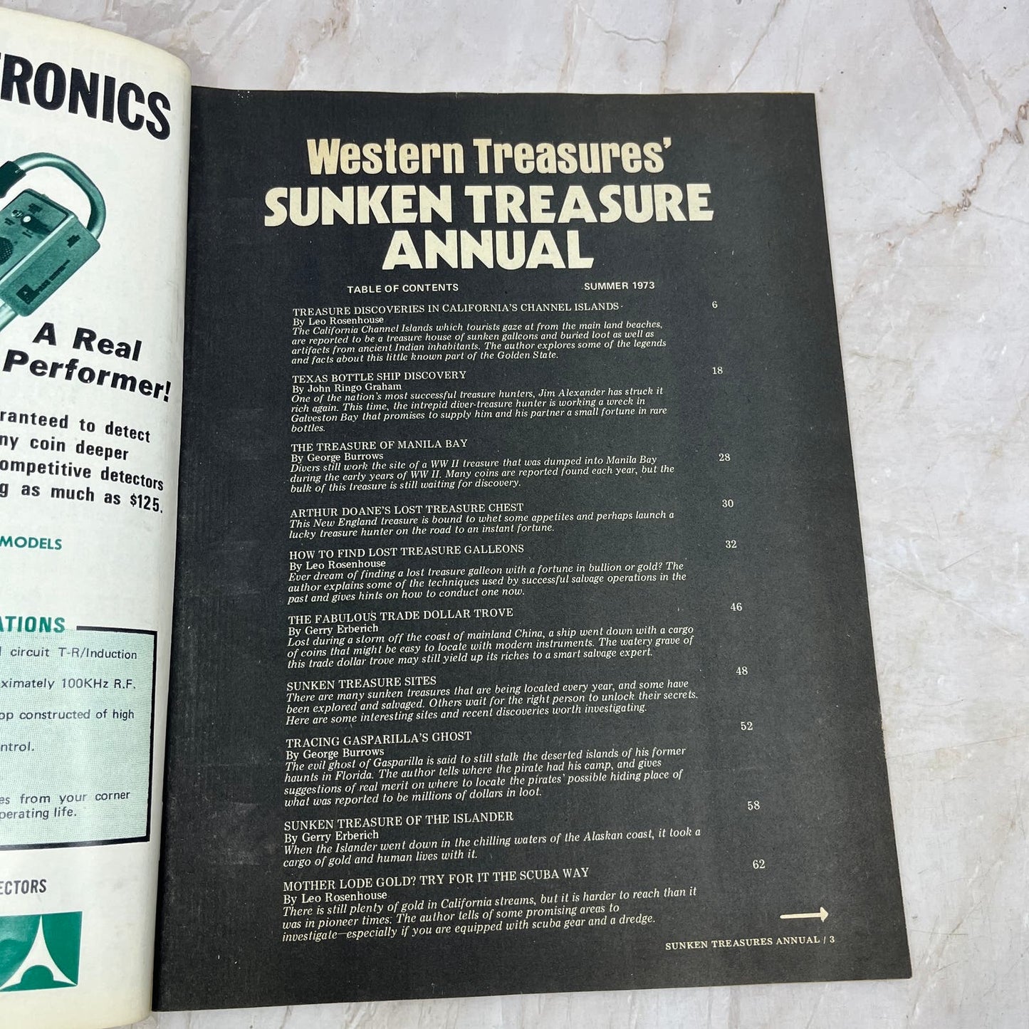 1973 Sunken Treasures Annual Magazine Treasure Hunting Lost Galleons M18
