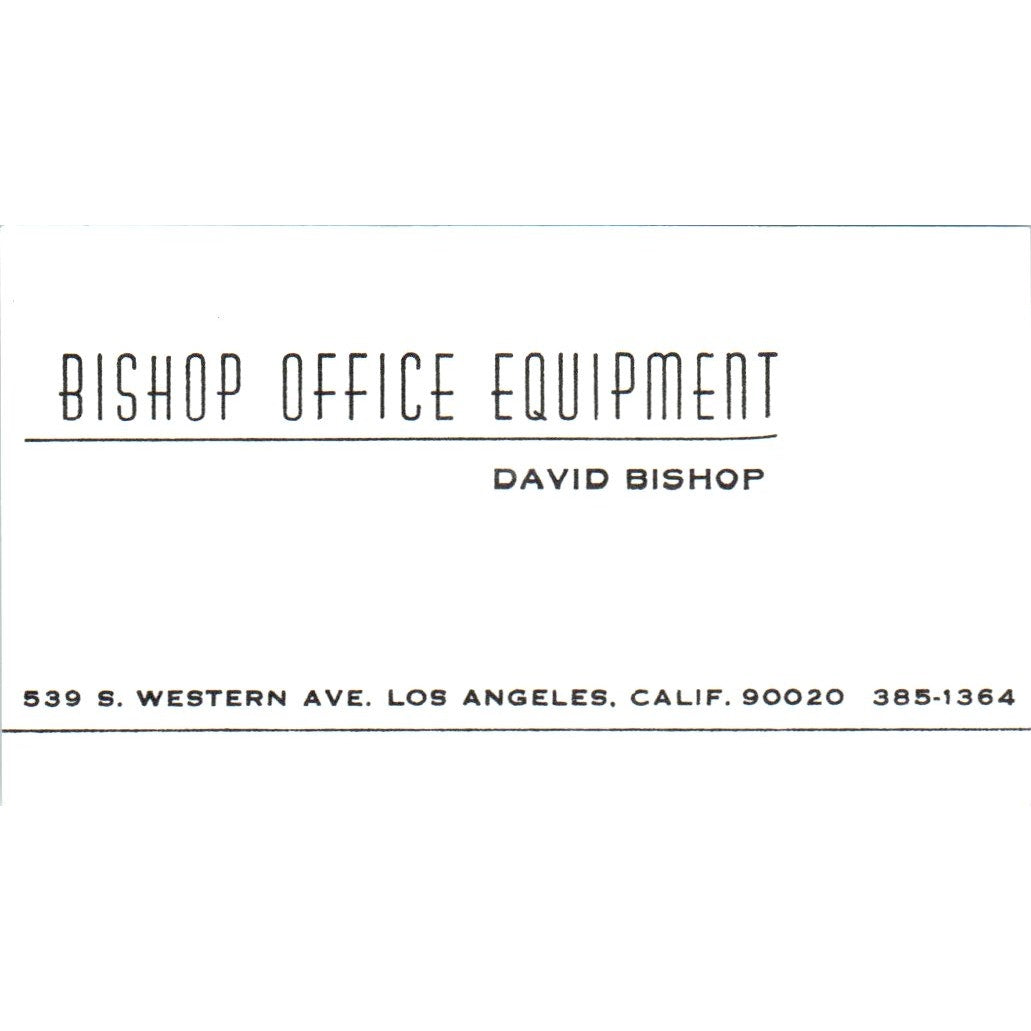 David Bishop Office Equipment Los Angeles CA Vintage Business Card SE3-B3