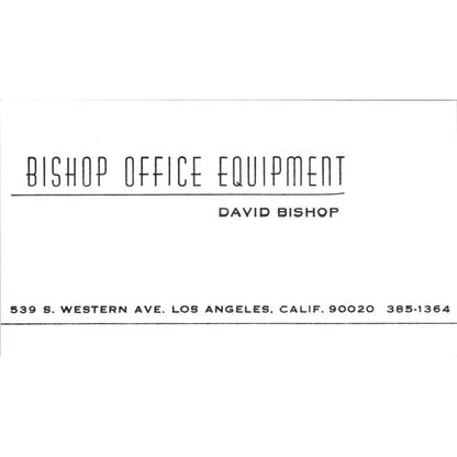 David Bishop Office Equipment Los Angeles CA Vintage Business Card SE3-B3