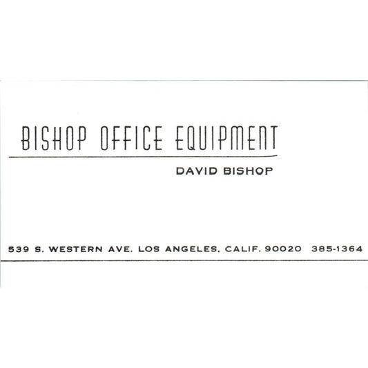 David Bishop Office Equipment Los Angeles CA Vintage Business Card SE3-B3