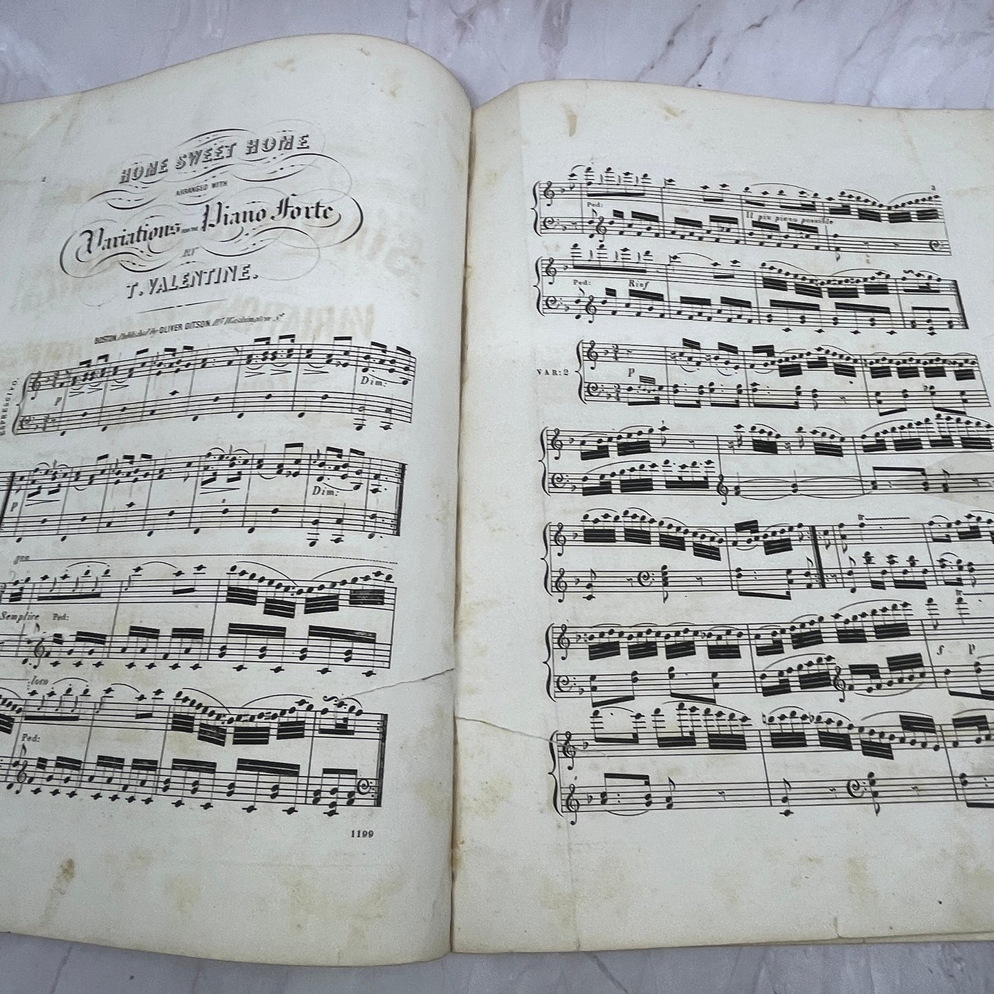 c1860 Home Sweet Home Piano Forte T. Valentine Sheet Music V16