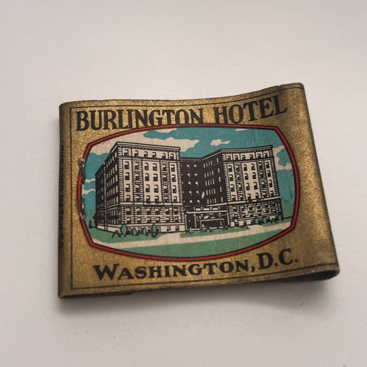 Burlington Hotel Washington DC Vintage Matchbook Cover TB8-MB-6