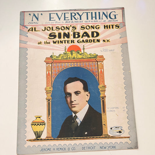 'N' Everything Al Jolson Sinbad Winter Garden 1918 Sheet Music V41-3
