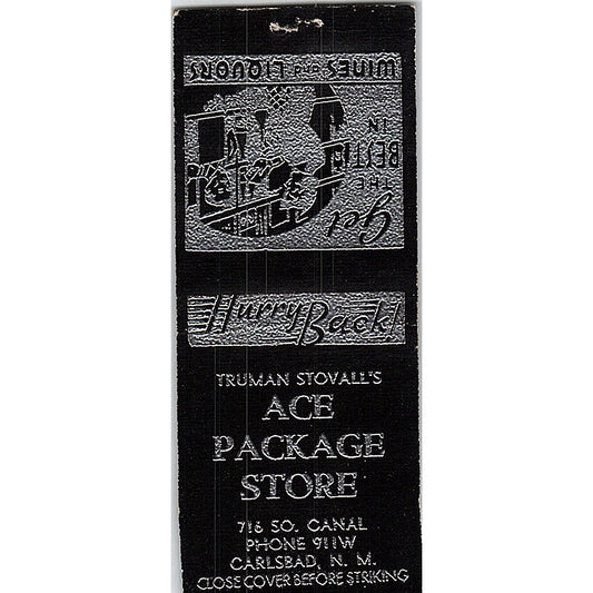 Truman Stovall's Ace Package Store Carlsbad NM Vintage Matchbook Cover SC7-Y1